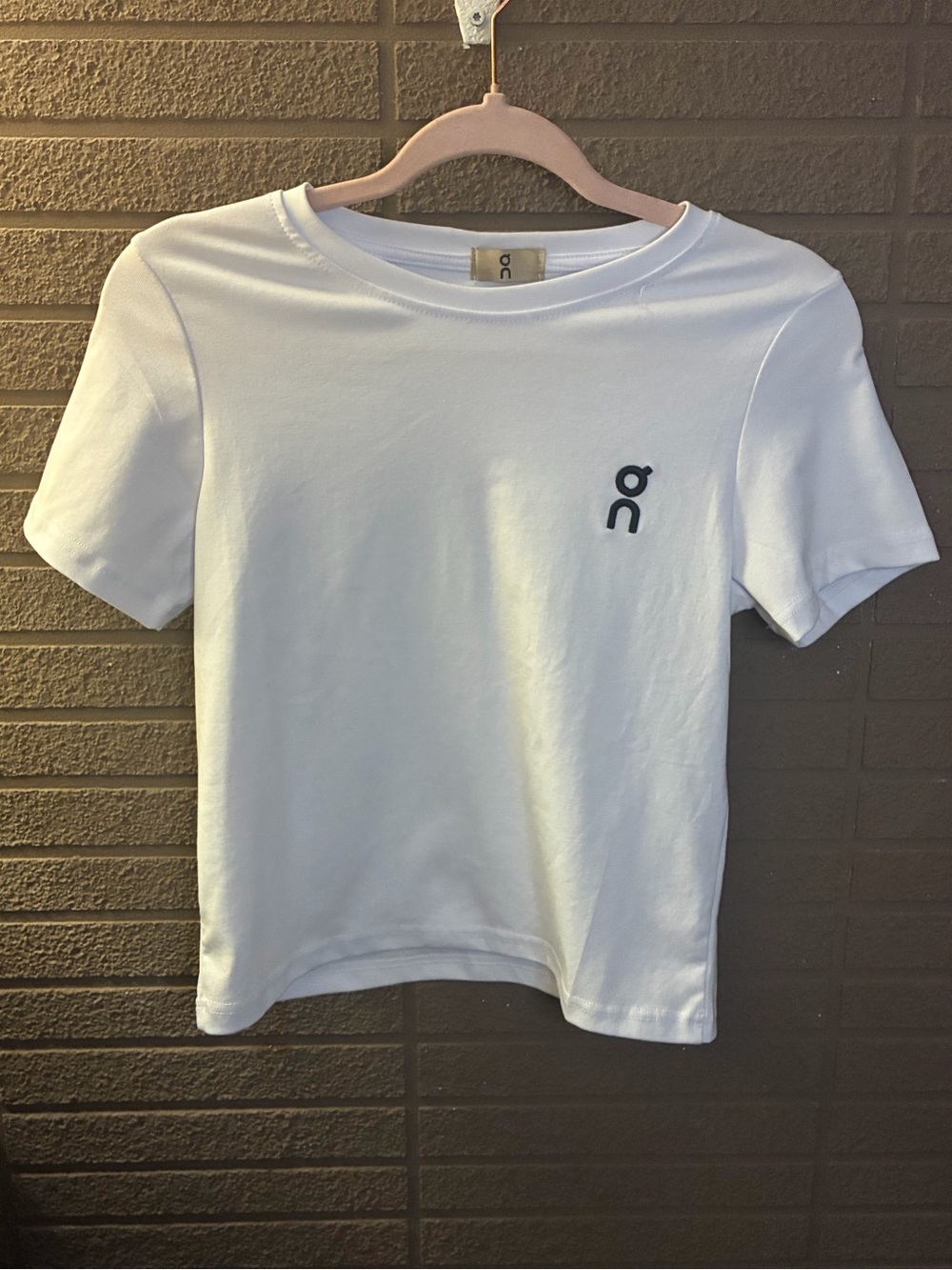 On Running White Logo Short Sleeve Fitted Crop T-Shirt Women’s